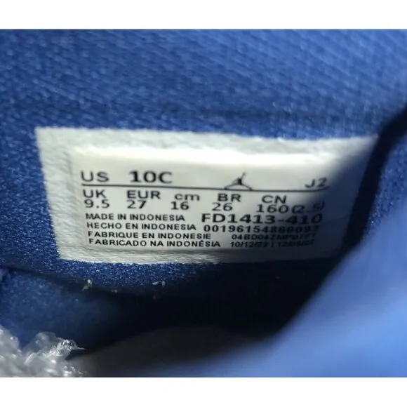 Nike Air Jordan 1 Retro High OG True Blue Shoes Youth Boys Size 10C FD1413-410