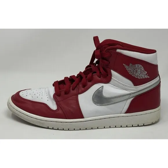 Nike Air Jordan 1 Retro High Silver Medal Shoes Men’s 13 Red White Sneakers