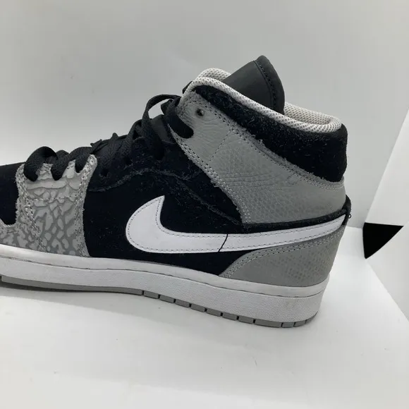 Nike Air Jordan 1 Retro Mid Elephant Toe Size 7 Gray Black Shoes DM6216-016