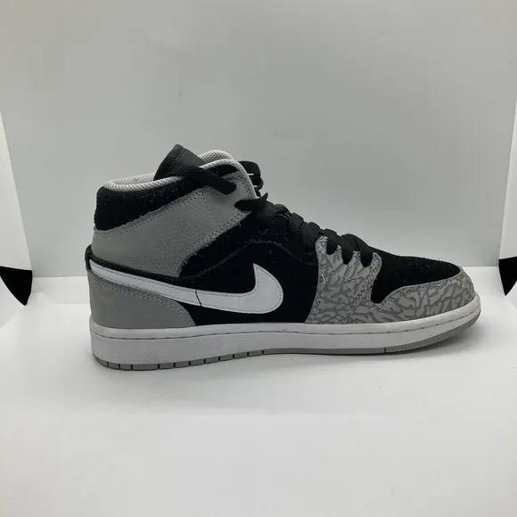 Nike Air Jordan 1 Retro Mid Elephant Toe Size 7 Gray Black Shoes DM6216-016