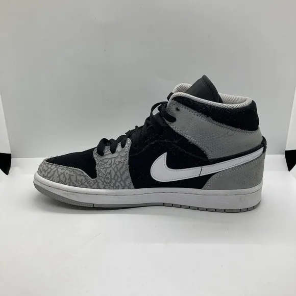 Nike Air Jordan 1 Retro Mid Elephant Toe Size 7 Gray Black Shoes DM6216-016
