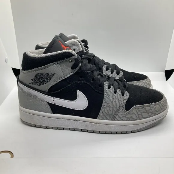 Nike Air Jordan 1 Retro Mid Elephant Toe Size 7 Gray Black Shoes DM6216-016
