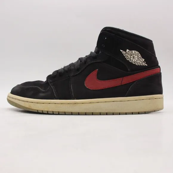 Nike Air Jordan 1 Retro Mid Multicolor Black Swoosh Shoes Men's 9.5 554724-065