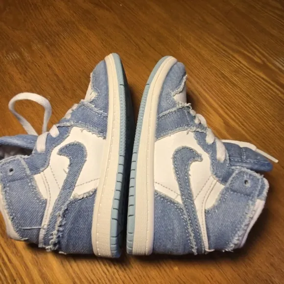 Nike air jordan 1 toddler size 9c retro hightops denim white sneakers shoes baby