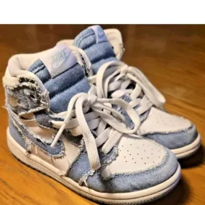 Nike air jordan 1 toddler size 9c retro hightops denim white sneakers shoes baby