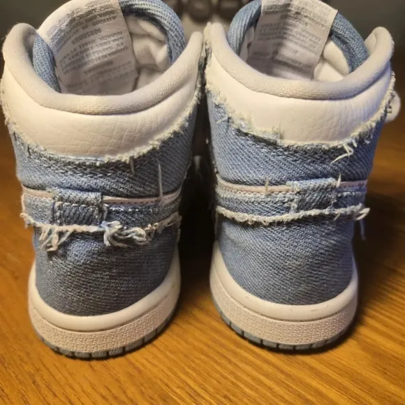 Nike air jordan 1 toddler size 9c retro hightops denim white sneakers shoes baby
