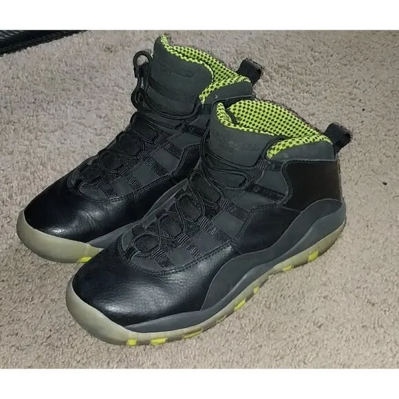 Nike Air Jordan 10 Retro Venom Green Black Youth 6 Women's 7.5