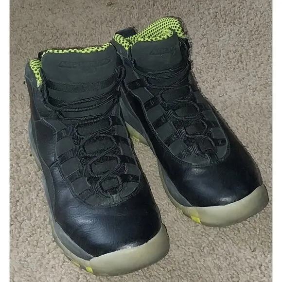 Nike Air Jordan 10 Retro Venom Green Black Youth 6 Women's 7.5