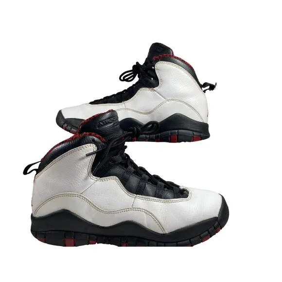 Nike Air Jordan 10 Retro White Red Black Leather Shoes Size 6 Youth 310806 100