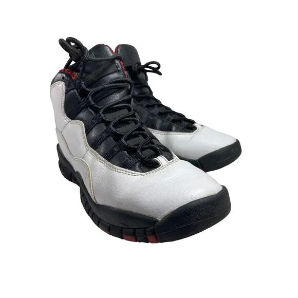 Nike Air Jordan 10 Retro White Red Black Leather Shoes Size 6 Youth 310806 100