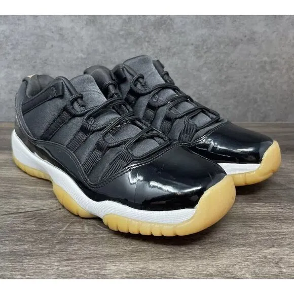 Nike Air Jordan 11 Retro Low Barons Shoes Black 580521 Boys Size 8Y Fast Ship