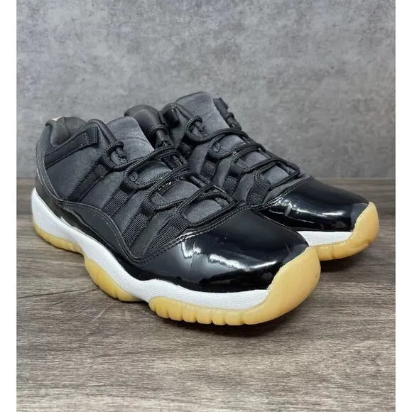 Nike Air Jordan 11 Retro Low Barons Shoes Black 580521 Boys Size 8Y Fast Ship