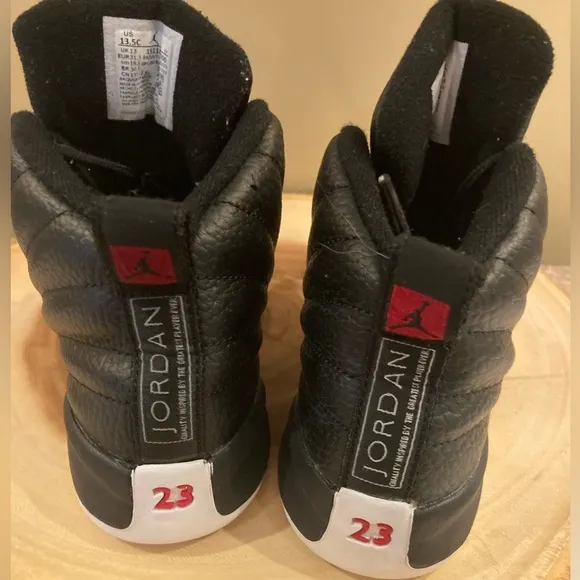 NIKE AIR JORDAN 12 RETRO BLACK FIRE RED 151186-006 Jump man Sz-13.5C