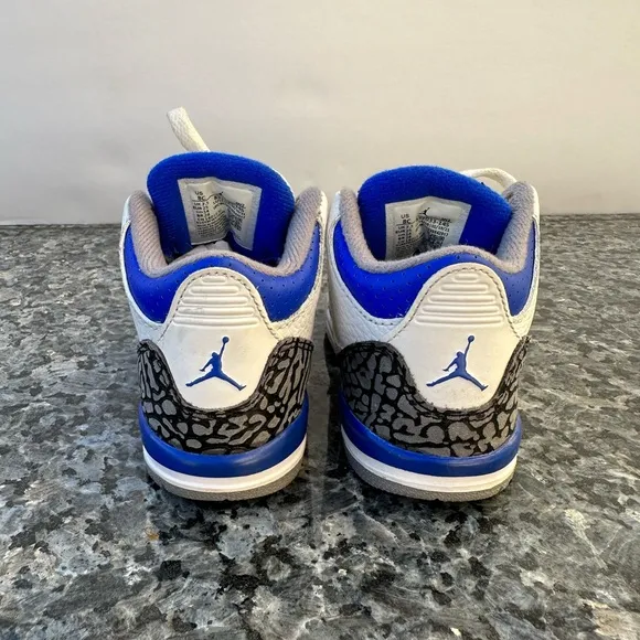 Nike Air Jordan 3 III Retro Racer Size 8C Blue White 832033-145 Toddler Shoes