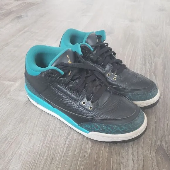 Nike Air Jordan 3 Retro GS Rio Teal Black 441140-018 Youth 6.5Y Shoes Sneakers