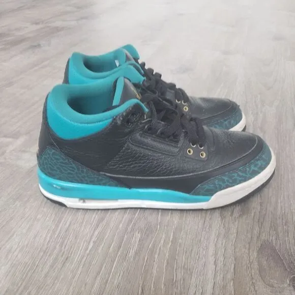 Nike Air Jordan 3 Retro GS Rio Teal Black 441140-018 Youth 6.5Y Shoes Sneakers
