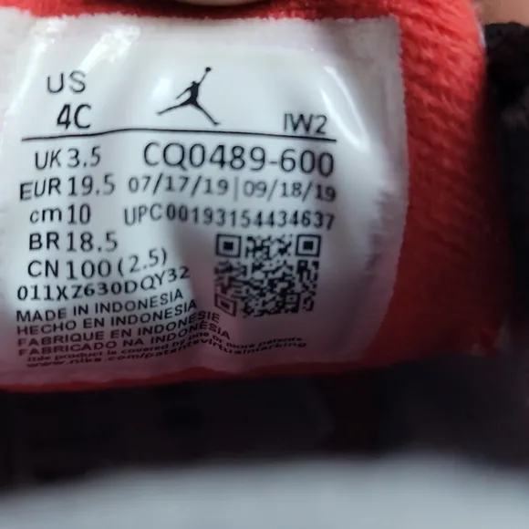 Nike Air Jordan 3 Toddler Retro 3 III Fire Red Cement Shoes CQ0489 600 Size 4 C