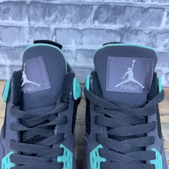 Nike Air Jordan 4 Shoes Retro Green Glow Cement Gray 408452-033 Youth Size 6.5Y