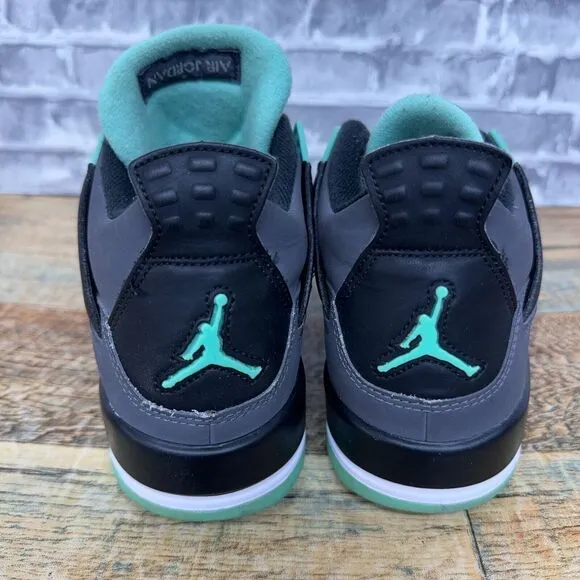 Nike Air Jordan 4 Shoes Retro Green Glow Cement Gray 408452-033 Youth Size 6.5Y