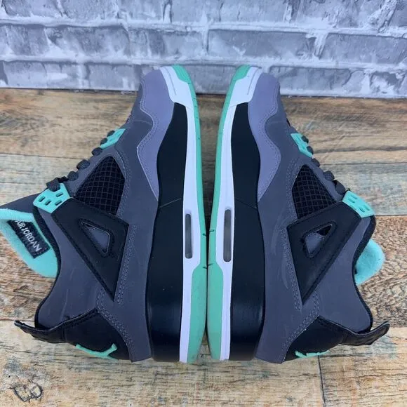 Nike Air Jordan 4 Shoes Retro Green Glow Cement Gray 408452-033 Youth Size 6.5Y