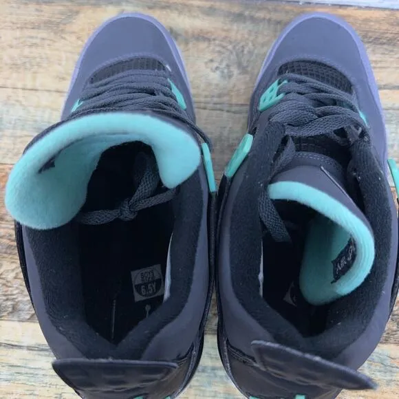 Nike Air Jordan 4 Shoes Retro Green Glow Cement Gray 408452-033 Youth Size 6.5Y
