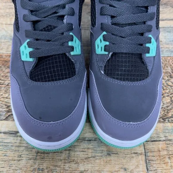 Nike Air Jordan 4 Shoes Retro Green Glow Cement Gray 408452-033 Youth Size 6.5Y
