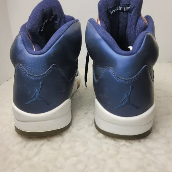 Nike Air Jordan 5 Retro Mens Sneaker Size 10 “Bronze/Obsidian Navy White” Upper