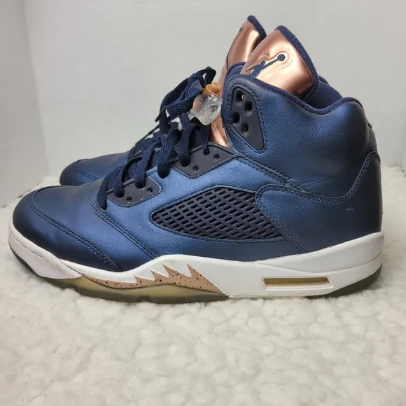 Nike Air Jordan 5 Retro Mens Sneaker Size 10 “Bronze/Obsidian Navy White” Upper