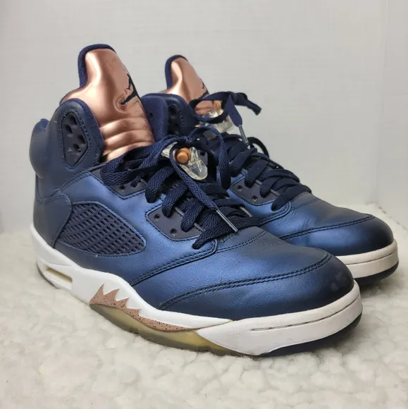 Nike Air Jordan 5 Retro Mens Sneaker Size 10 “Bronze/Obsidian Navy White” Upper