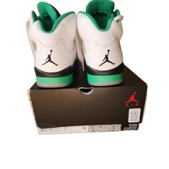 Nike Air Jordan 5 Retro Sneakers Womens Size 10.5 White Lucky Green Tennis Shoes