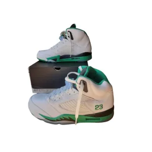 Nike Air Jordan 5 Retro Sneakers Womens Size 10.5 White Lucky Green Tennis Shoes