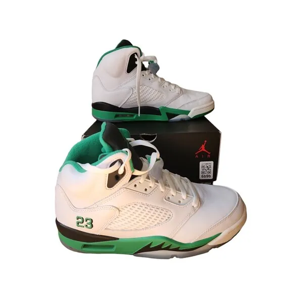 Nike Air Jordan 5 Retro Sneakers Womens Size 10.5 White Lucky Green Tennis Shoes