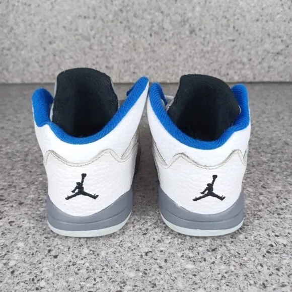 Nike Air Jordan 5 Retro White Stealth Sneakers Kids Shoes 7C