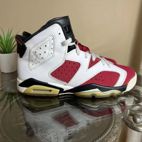 Nike Air Jordan 6‎ Retro Carmine Red White 384665-160 Size 5.5Y / Womens Size 7