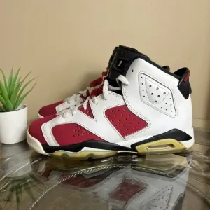 Nike Air Jordan 6‎ Retro Carmine Red White 384665-160 Size 5.5Y / Womens Size 7