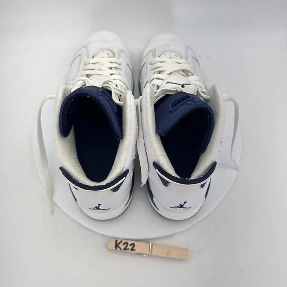 Nike Air Jordan 6 Retro Midnight Navy White Youth Shoes 384665-141 Size 7Y