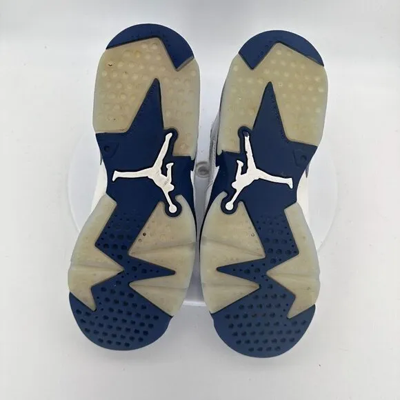 Nike Air Jordan 6 Retro Midnight Navy White Youth Shoes 384665-141 Size 7Y