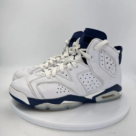 Nike Air Jordan 6 Retro Midnight Navy White Youth Shoes 384665-141 Size 7Y