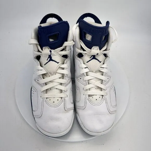 Nike Air Jordan 6 Retro Midnight Navy White Youth Shoes 384665-141 Size 7Y