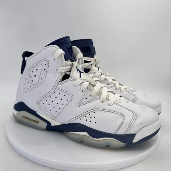 Nike Air Jordan 6 Retro Midnight Navy White Youth Shoes 384665-141 Size 7Y
