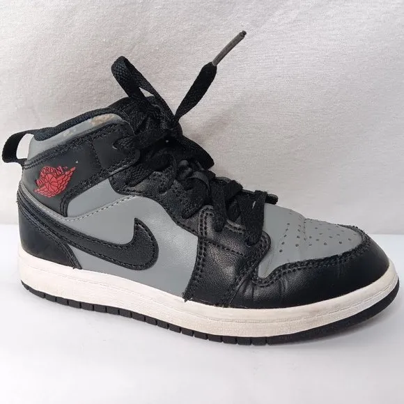 Nike Air Jordan Retro Mid Size 13 C Shoes Childrens Gray Black Lace 640734 096
