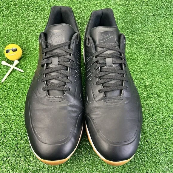 Nike Air Max 1 Golf Shoes Men's 14 Blackout Swoosh AQ0863-001 Gum Spikeless