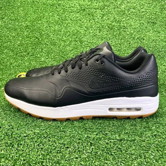 Nike Air Max 1 Golf Shoes Men's 14 Blackout Swoosh AQ0863-001 Gum Spikeless