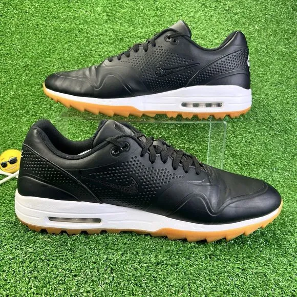 Nike Air Max 1 Golf Shoes Men's 14 Blackout Swoosh AQ0863-001 Gum Spikeless