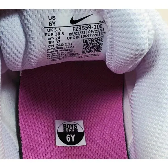 Nike Air Max 1 GS White/Playful Pink/Pink Foam Size 6Y FZ3559 100
