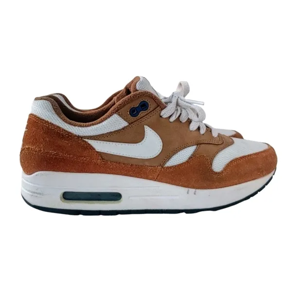 NIKE Air Max 1 Premium Retro 7 Dark Curry True White Sneakers 908366-700 Mens