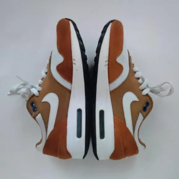 NIKE Air Max 1 Premium Retro 7 Dark Curry True White Sneakers 908366-700 Mens