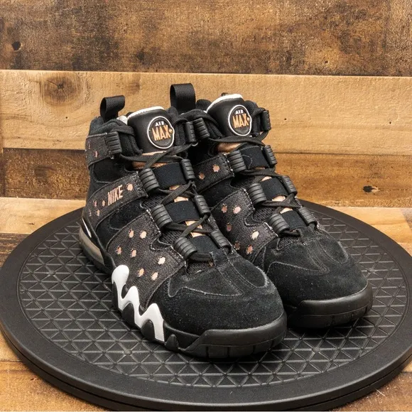 NIKE AIR MAX 2 CB 94 BLACK DENIM MENS ATHLETIC SHOES BASKETBALL RETRO SIZE 7.5
