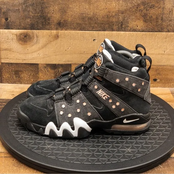 NIKE AIR MAX 2 CB 94 BLACK DENIM MENS ATHLETIC SHOES BASKETBALL RETRO SIZE 7.5