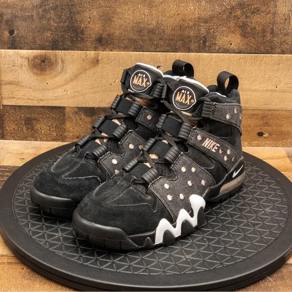 NIKE AIR MAX 2 CB 94 BLACK DENIM MENS ATHLETIC SHOES BASKETBALL RETRO SIZE 7.5